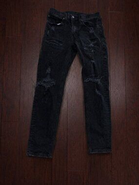 Levi's 531 Black Distressed Jeans Men's 34x34 Straight Fit Denim Pants Faded
